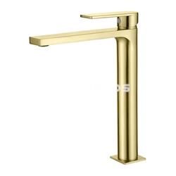 Grifo de Lavabo ALPHA caño alto en oro cepillado - Imagen 1