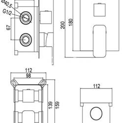 KIT DUCHA PARA EMPOTRAR EN PARED BLACK 1 C CON MONOMANDO EN NEGRO - Imagen 2