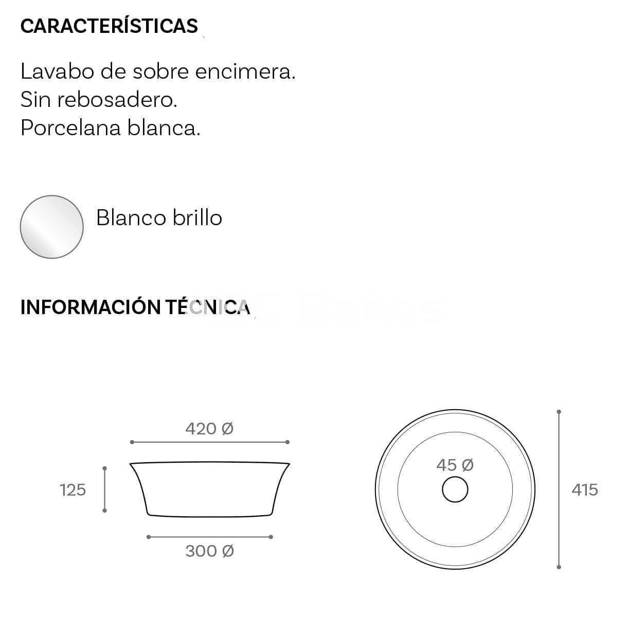 Lavabo cerámico sobre mueble Mod. Ajax - Imagen 2