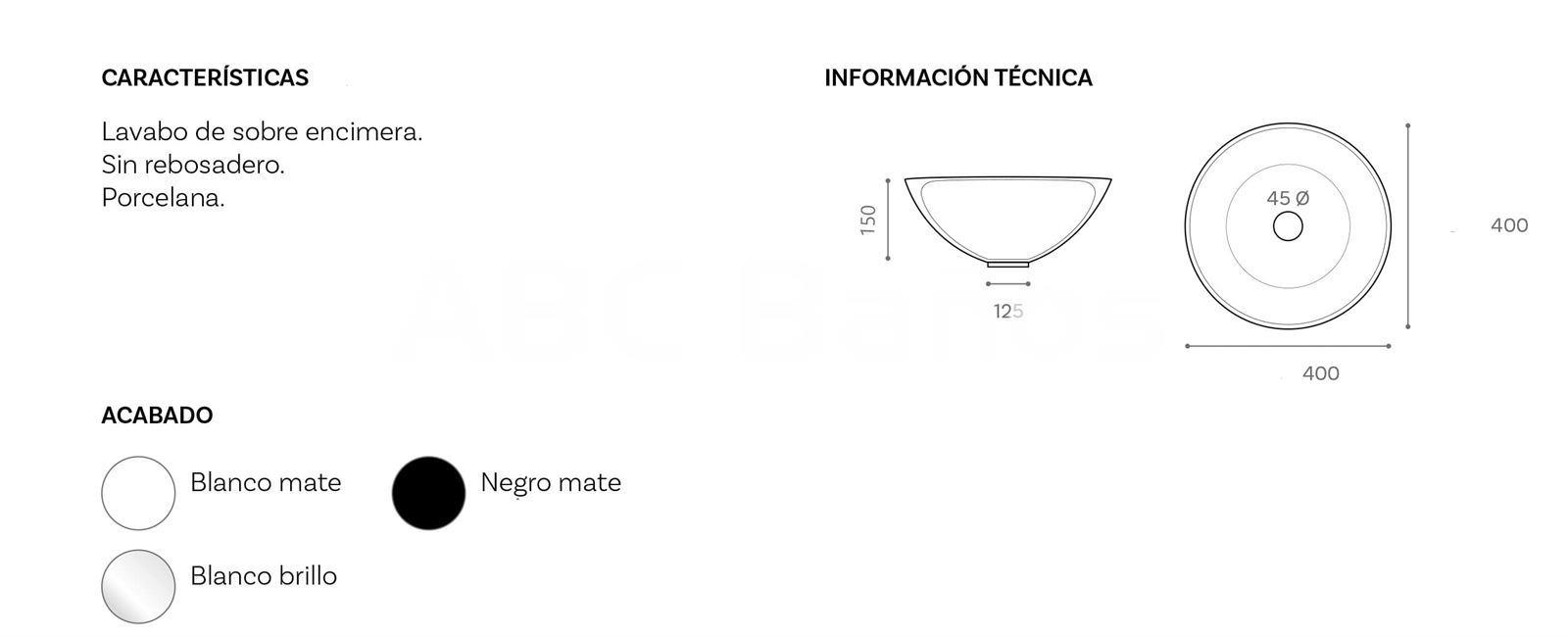 Lavabo sobre Mueble Mod. BOLD en blanco brillo o mate y negro mate - Imagen 4