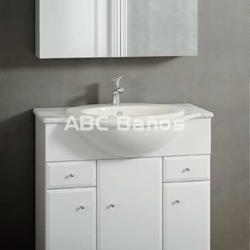 Mueble de baño BISEL blanco con opciones de lavabo y encimera - Imagen 2