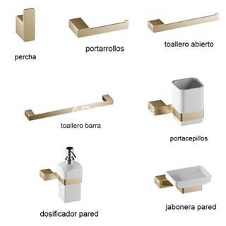 Accesorios de baño en oro cepillado modelo ERO - Imagen 1