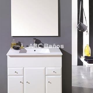 Mueble de baño BISEL RECTO (fondo reducido) blanco con lavabo - Imagen 2